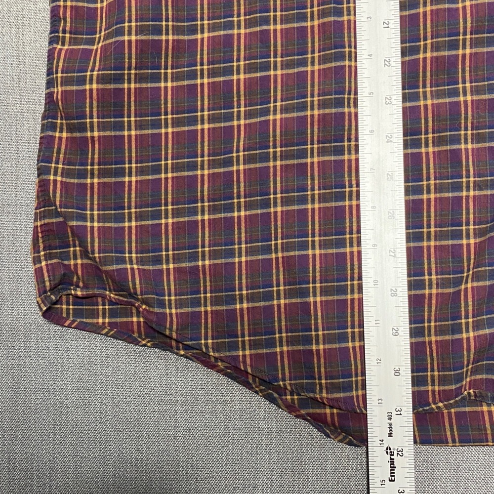 Ralph Lauren Mens XXL Plaid Button Down Shirt Burgundy Gold Cotton Long Sleeve - Picture 5 of 8